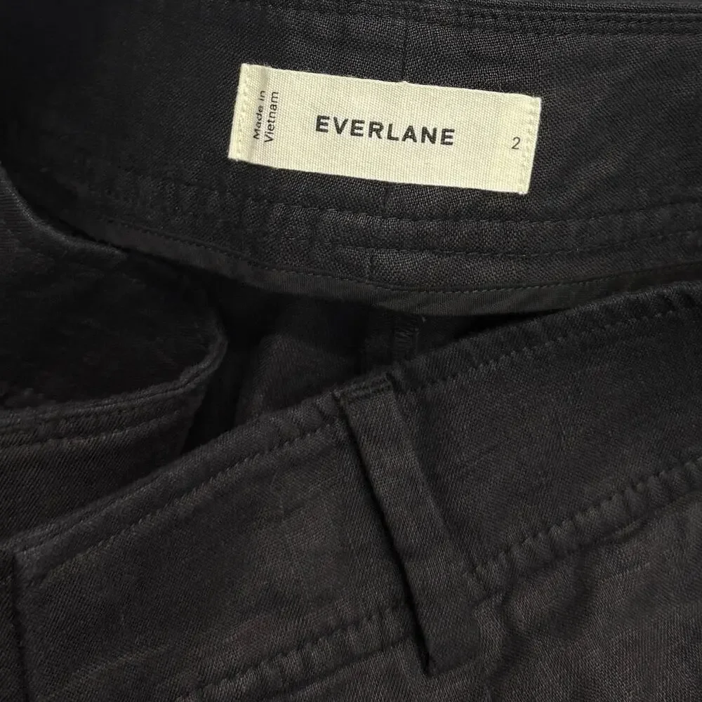 Everlane The Linen Way-High Wide Leg Drape Pants in Black size 2